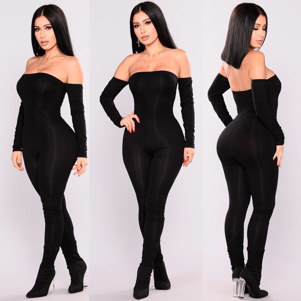 Women Jumpsuit Off Shoulder Long Sleeve